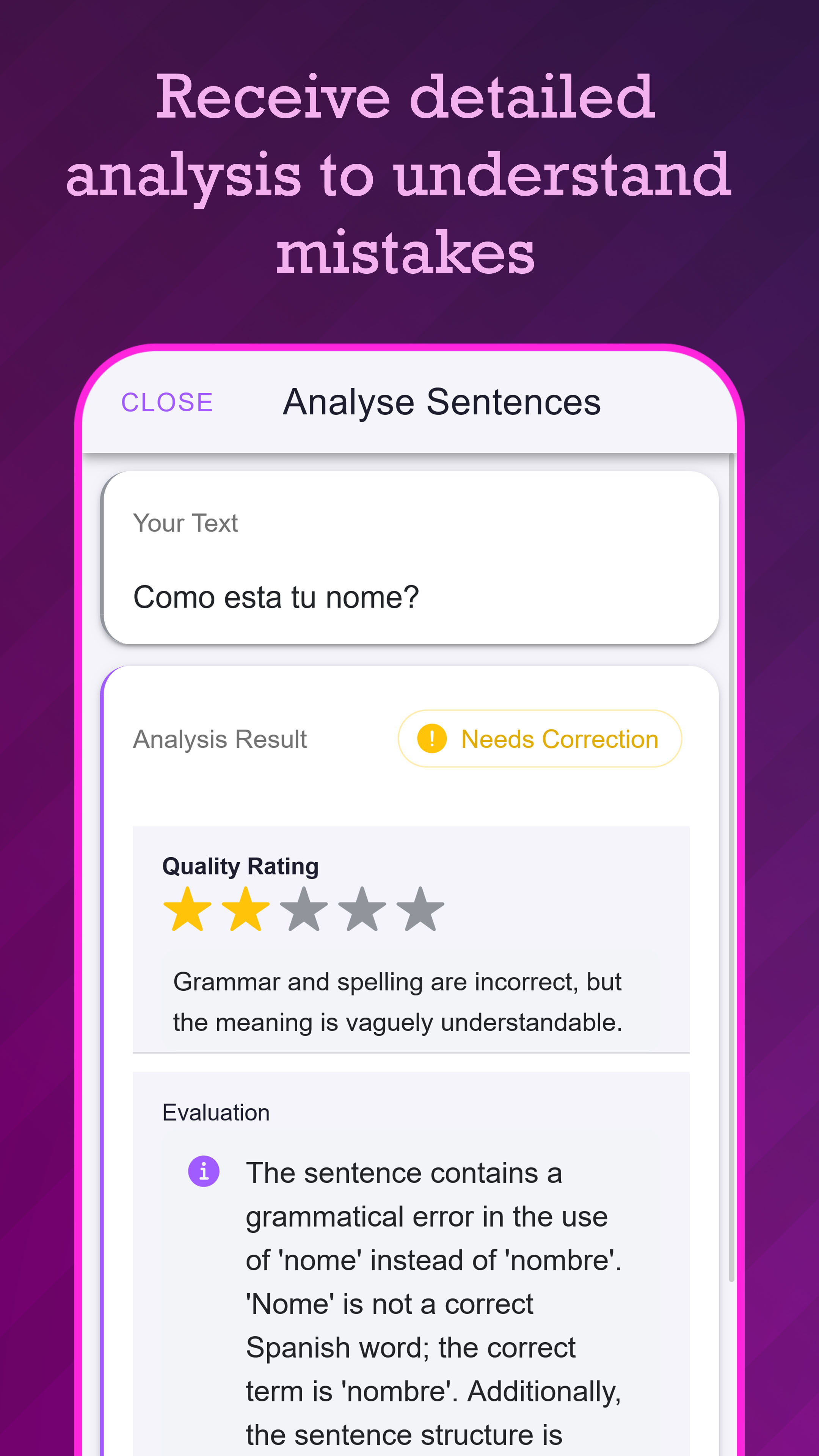 Lingato mini-game interface